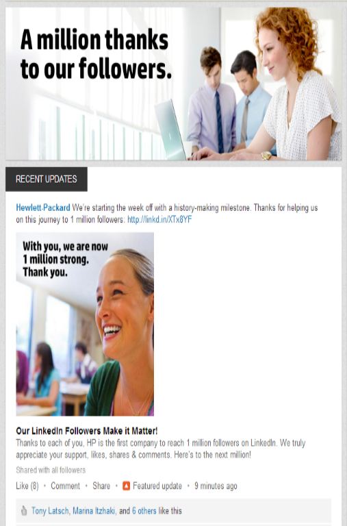 HP’s LinkedIn program has increased knowledge of the brand and its key messages